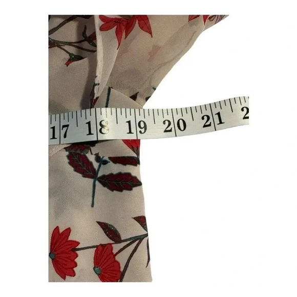 Lauren Conrad Women's Small Long Sleeve Floral Blouse Cream And Red - Picture 7 of 8